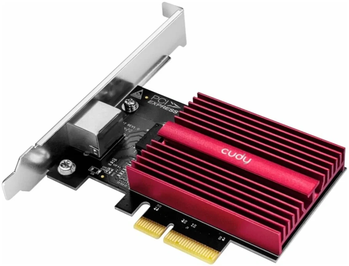 Адаптер беспроводной связи (Wi-Fi) CUDY 10G PCI Express Adapter Marvell AQC113 10Gbps PCI Express Adapter, Marvell AQC113R, 10G/5G/2.5G/1000M/100M/10M Auto Adaptive, PCI express 3.0 x4,Wake-On-LAN?Flow Control, 8 traffic classes, Data Center Bridging,Jumbo Frames (up to 16 Kbytes), Dual Bracket, Windows, Linux, NAS (PE10G)