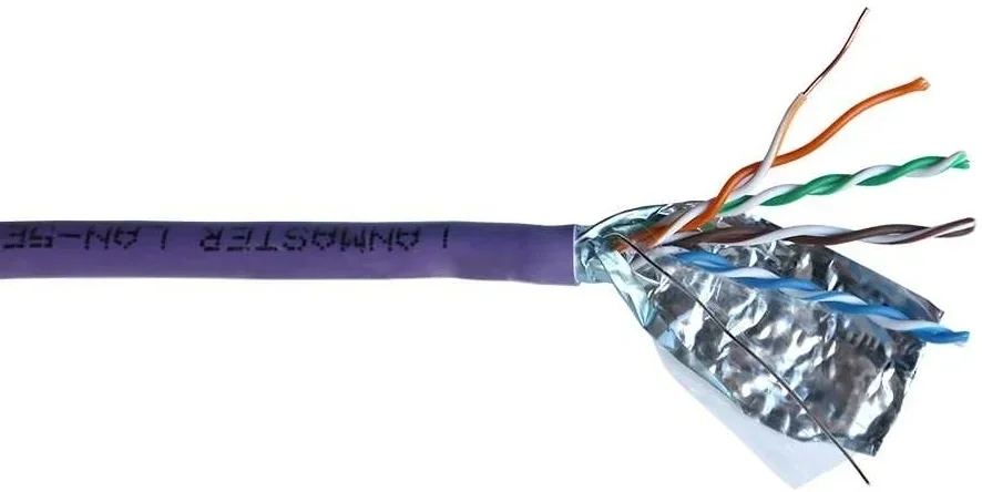 Кабель информационный Lanmaster LAN-6AFTP-HFLT-VI кат.6A FTP 4 пары 23AWG  LSZH  внутренний  305м фиолетовый