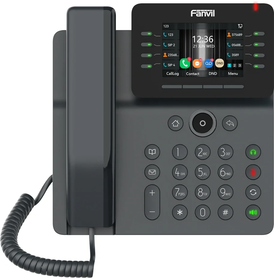 SIP-Телефон Fanvil V64, 12 SIP-акк., 3,5", 480x320 Цвет. экран, POE, БП в комп., 2x1 Gbps, Wi-Fi, BT 4.2