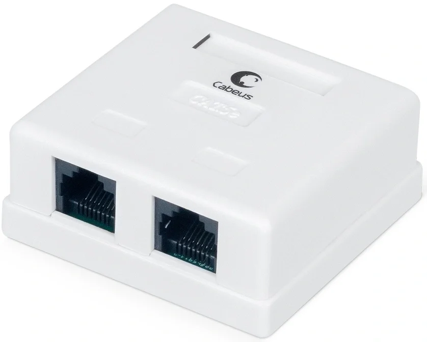  Cabeus WS-8P8C-Cat.5e-2 Розетка компьютерная RJ-45, категория 5e, двойная, внешняя, Dual IDC