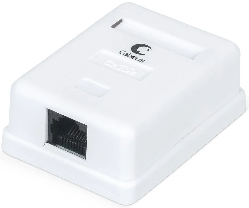WS-8P8C-Cat.5e-1 Cabeus WS-8P8C-Cat.5e-1 Розетка компьютерная RJ-45, категория 5e, одинарная, внешняя,  Dual  IDC