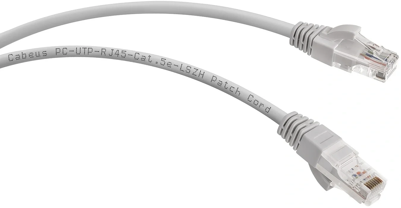 Патч-корд Cabeus - PC-UTP-RJ45-Cat.5e-2m-LSZH, UTP, кат. 5e, 2 x RJ-45, RJ-45 - RJ-45, LSZH, серый, 2 м, PC-UTP-RJ45-CAT.5E-2M-LSZH