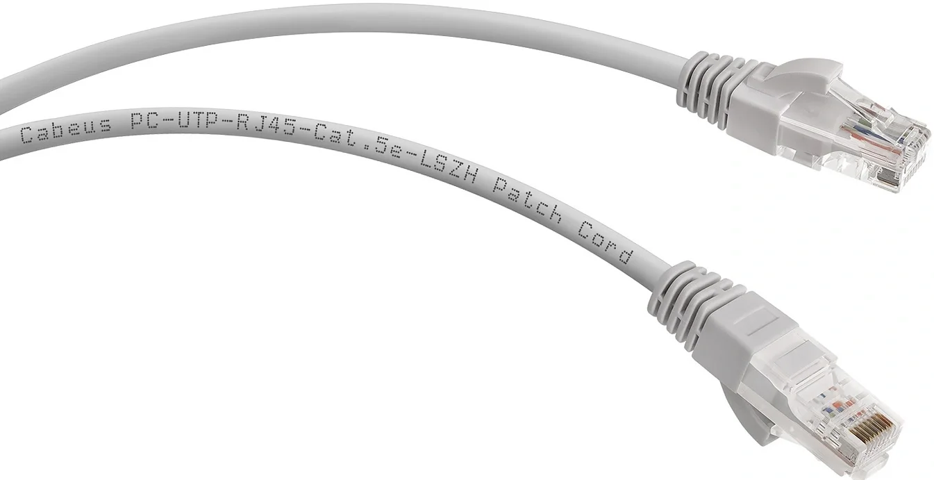 Патч-корд Cabeus PC-UTP-RJ45-Cat.5e-1.5m-LSZH, U/UTP, Cat.5e, 1.5м, серый