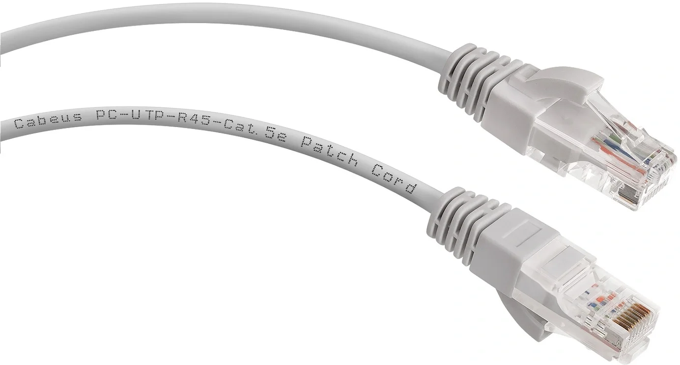 Патч-корд Cabeus PC-UTP-RJ45-Cat.5e-3m, U/UTP, Cat.5e, 3м, серый