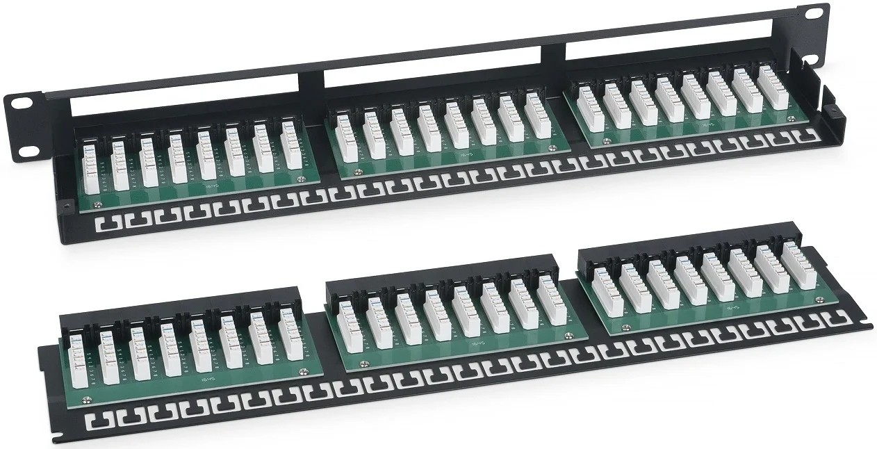 PLHD-48-Cat.6-Dual Коммутационная патч-панель Cabeus 19" 1HU портов: 48 х RJ45 кат. 6 неэкр. порты в 2 ряда цвет: чёрный