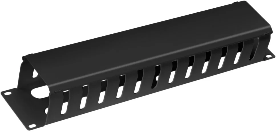 JB07-2U-BK Организатор коммутационных шнуров Cabeus 19" 2HU 90х482х70 мм (ВхШхГ) закрытого типа для шкафов цвет: чёрный