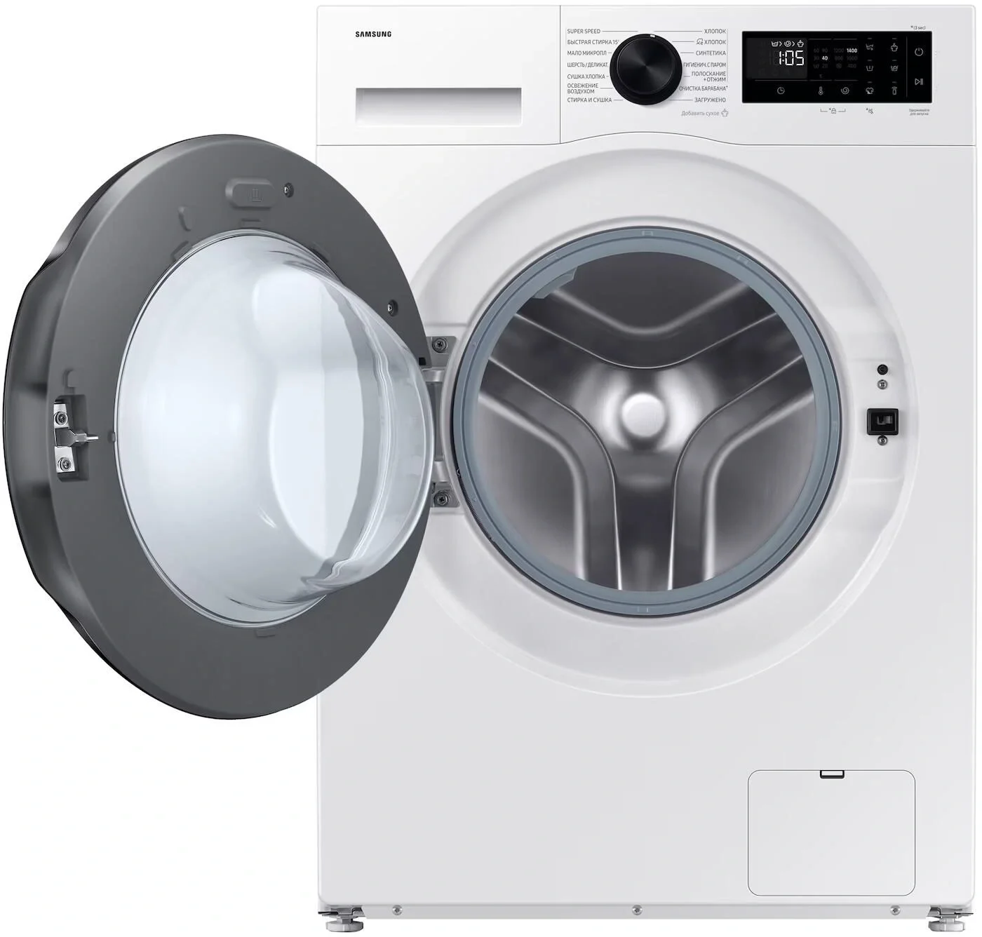Стиральная машина Samsung WD90DG5G34BELP, с фронтальной загрузкой, 9кг, 1400об/мин, с паром, с сушкой, инверторная