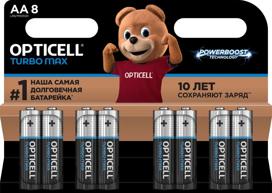 Батарея Opticell 6053007, LR6 AA, 8шт