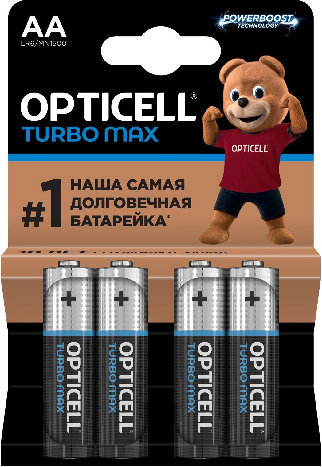 Батарея Opticell 6053003, LR6 AA, 1.5В, 4шт
