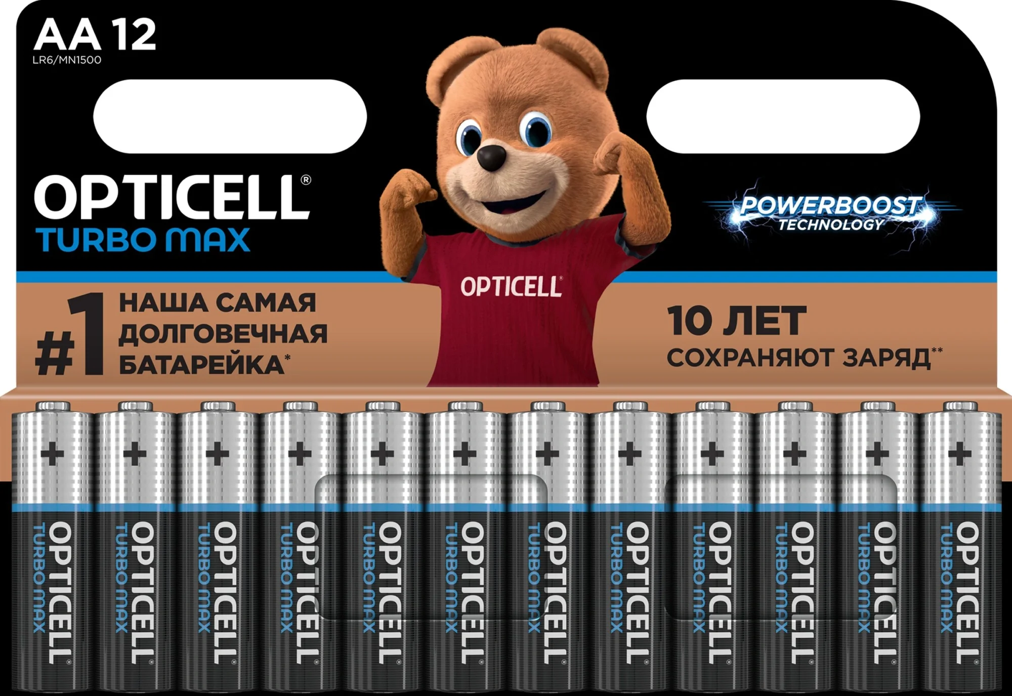 Батарея Opticell 6053009, LR6 AA, 1.5В, 12шт