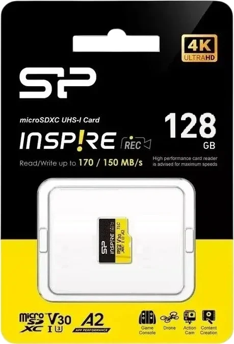 Флеш карта microSDXC 128GB Silicon Power SP128GBSTXLA2V1N Inspire V30 A2 w/o adapter