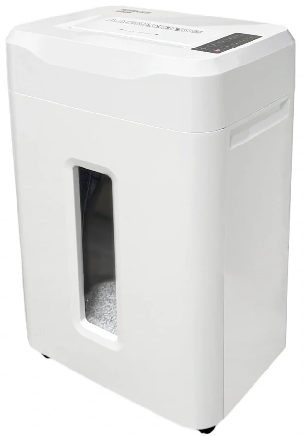 OK1912S225  Шредер Office Kit S225 1,9х12 белый (секр.P-5) фрагменты 18лист. 35лтр. скобы  пл.карты  CD