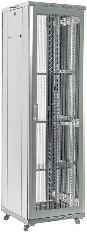 Шкаф телекоммуникационный Rexant напольный 19" 42U 600×800 мм, дверь перфорация, разборный, серый (RAL 7035)