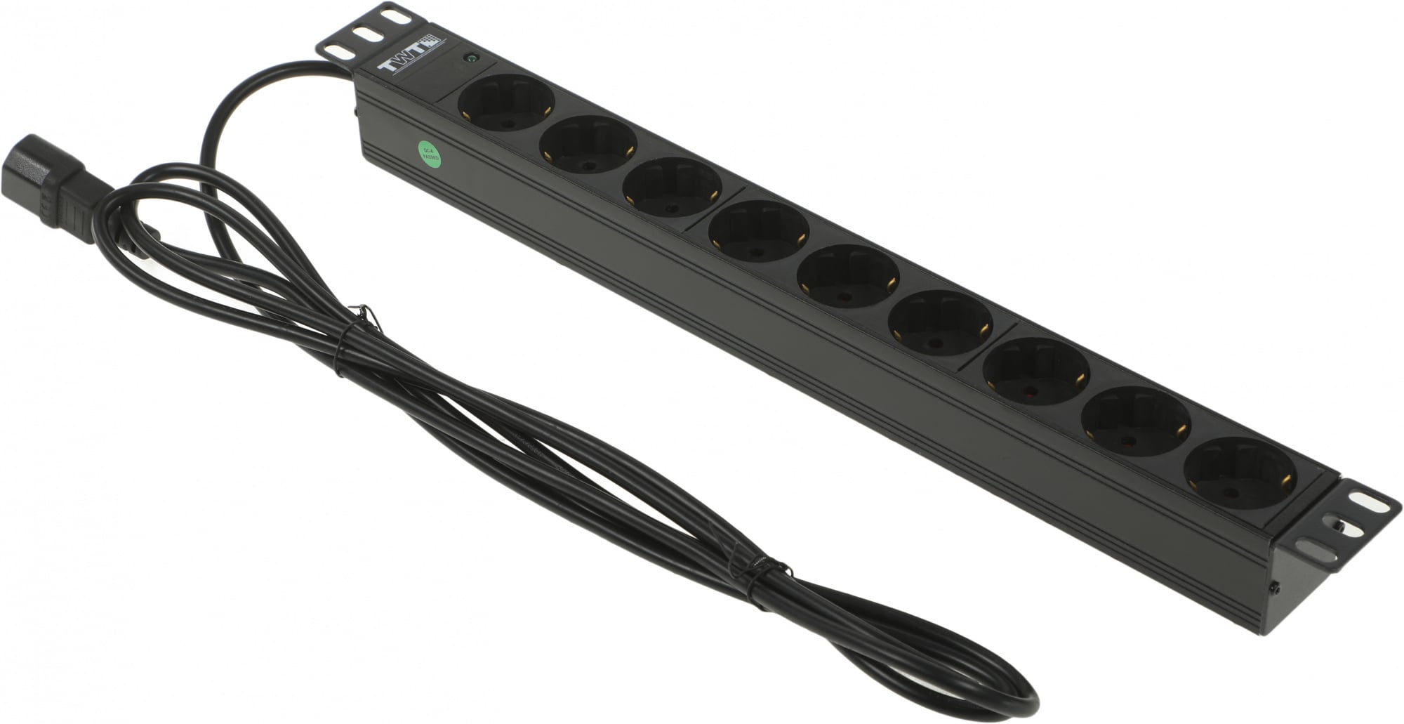 Блок розеток Блок розеток 19", 1-фазный без выключателя, 10A / 250V, 9xSchuko, шнур 3.0 м, разъем C14