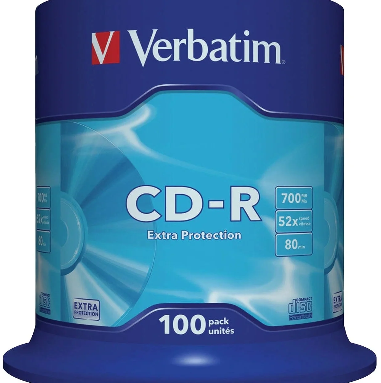<001634> Диск CD-R 700 Mb Verbatim 52x Cake Box (100шт.) [43411]
