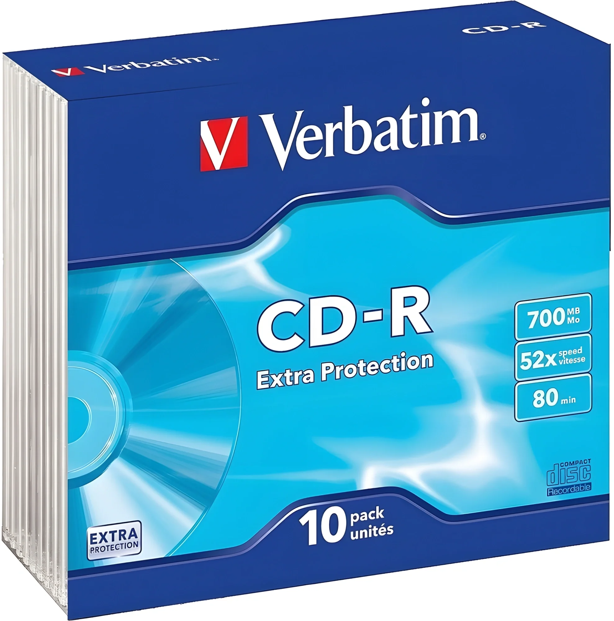 Диск Verbatim CD-R, 700Mb, 52x, Slim Case, 10 шт, DataLife (43415)