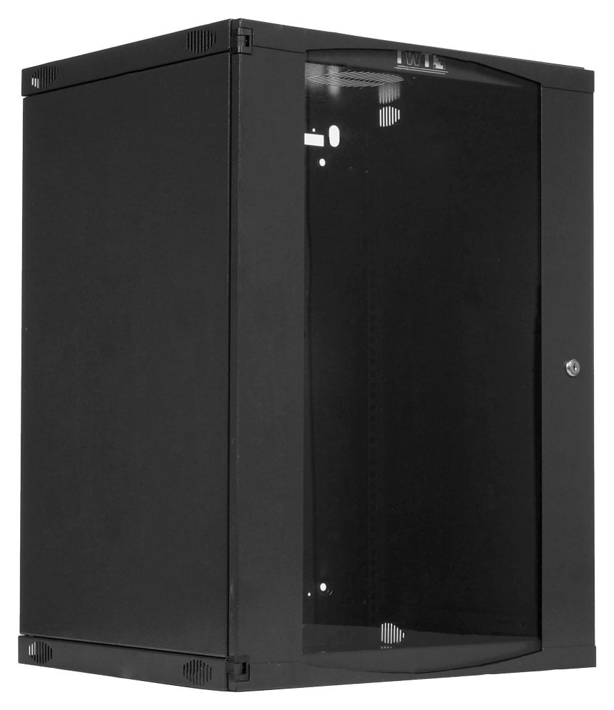 Настенный шкаф LANMASTER - TWT Next, 6U, глубина-450 мм, ширина-550 мм, стеклянная дверь, съемные стенки, max-60кг, полезная глубина-350мм, IP20, цвет чёрный, TWT-CBWNG-6U-6X4-BK