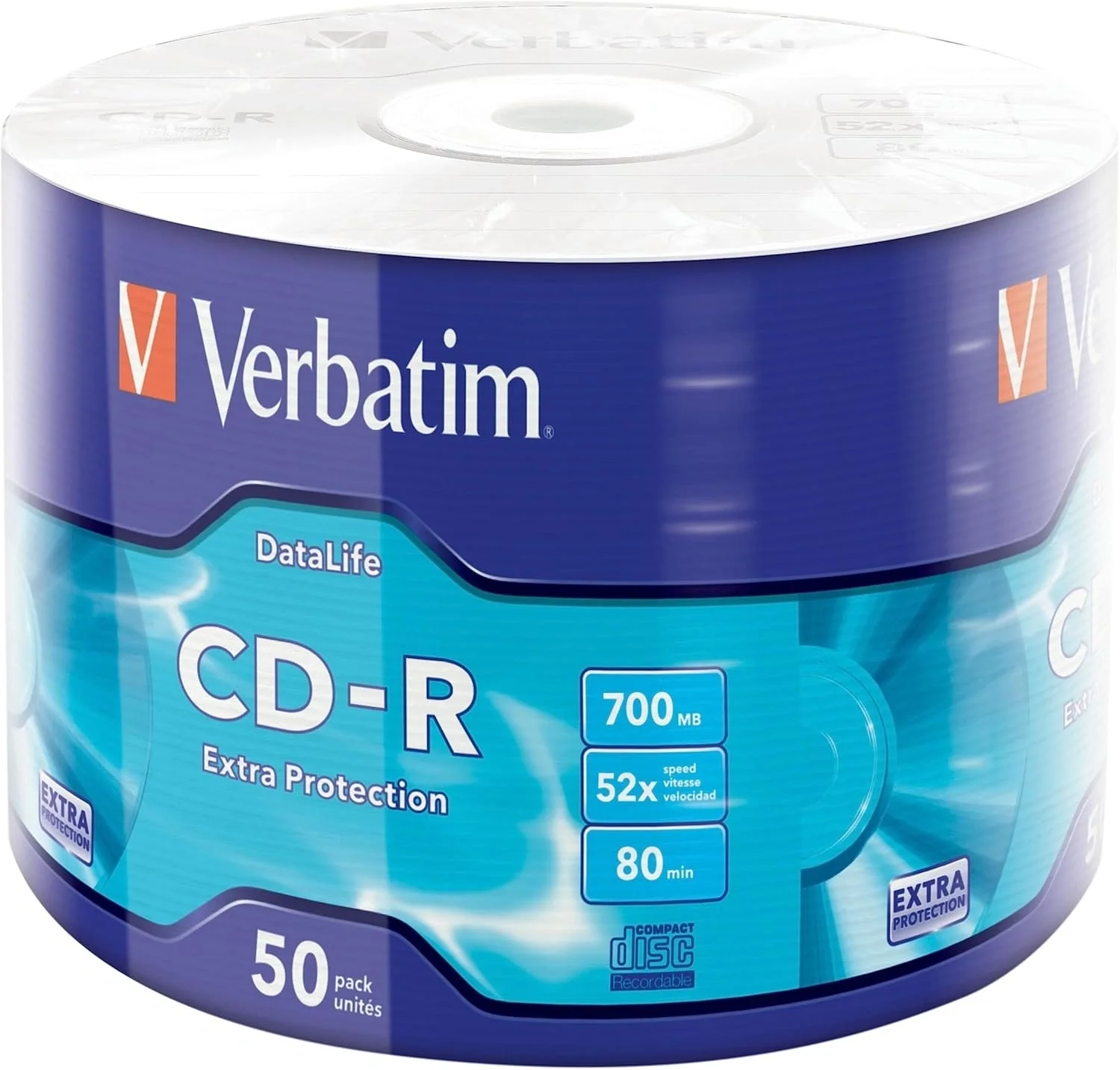 Диск Verbatim CD-R, 700Mb, 52x, 50 шт, Printable, DataLife+ (43787)