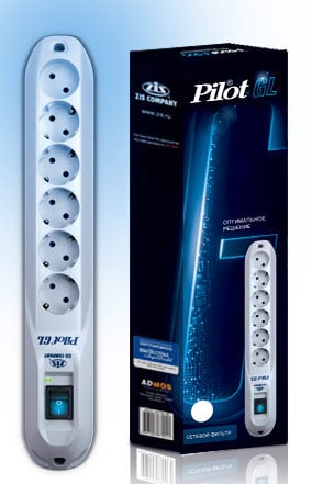 Сетевой фильтр Pilot 024-GL-6, GL, 10м, 6 розеток, белый
