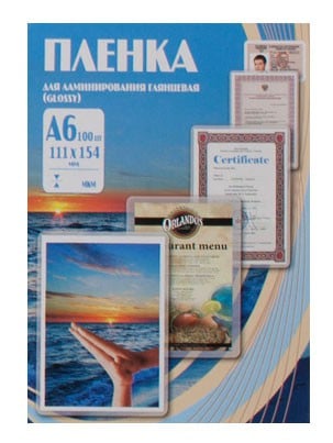 Пленка для ламинирования Office Kit / глянцевая 111х154 мм A6 / 80 мкм / 100 шт в упаковке.