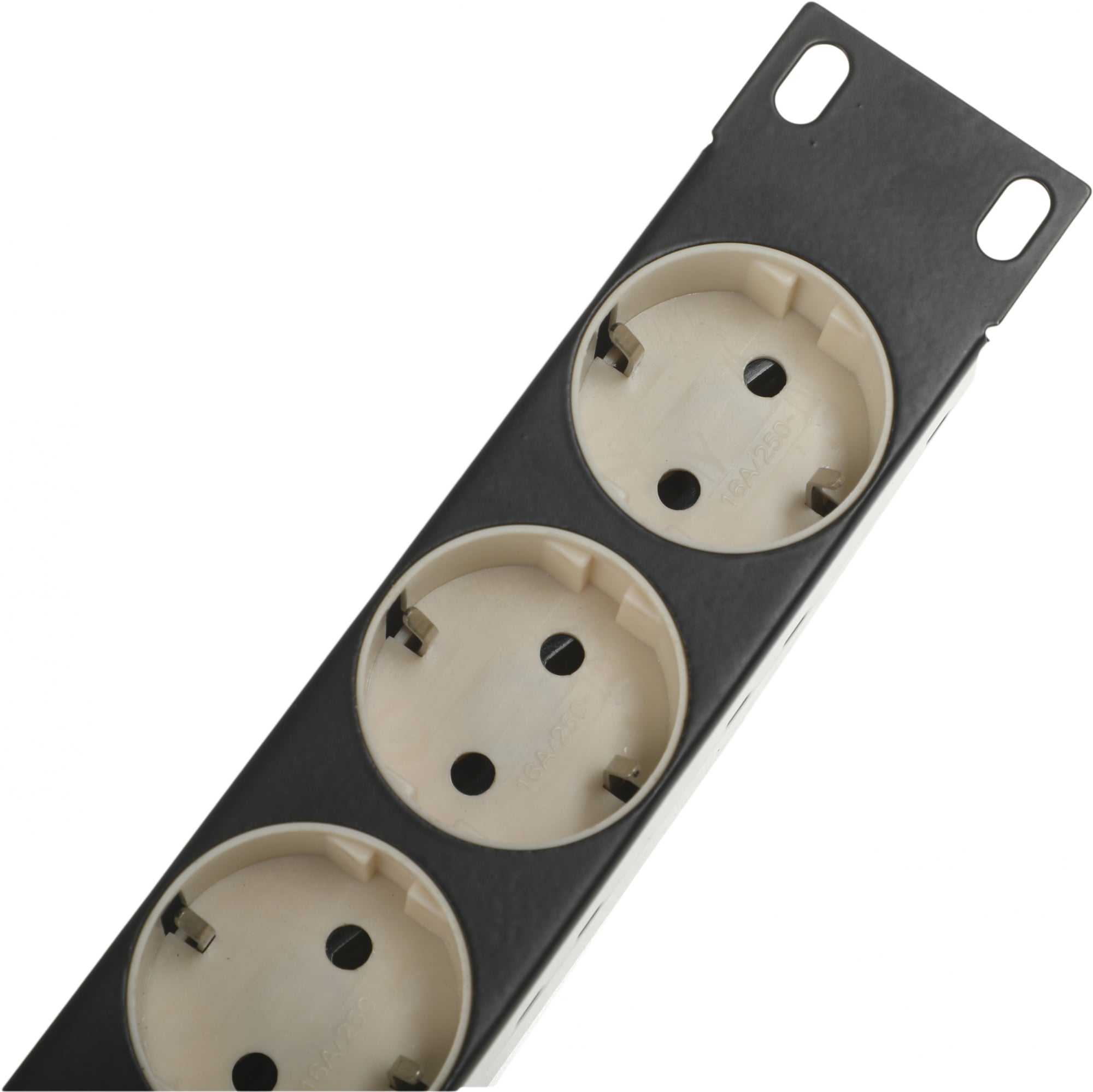 Блок розеток LANMASTER - LAN-EP19, 10A, in (220V 1xIEC-320 C14), out (220V 8xSchuko), Горизонтальный, выключатель, 1U, цвет чёрный, LAN-EP19-8P/S
