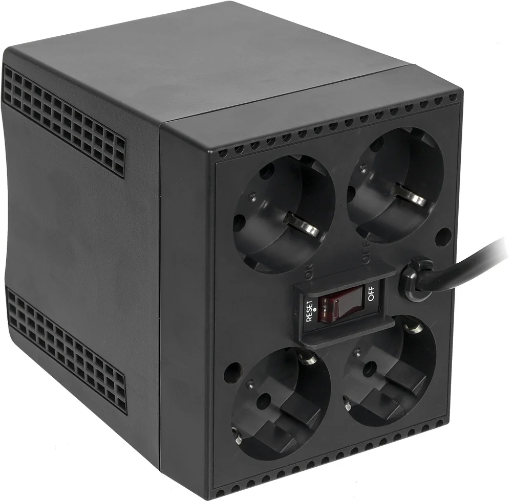 Стабилизатор напряжения Powercom TCA-1200 1200 ВА 175-285В AVR 4*евророзетки 1 м черный TCA-1200 Black