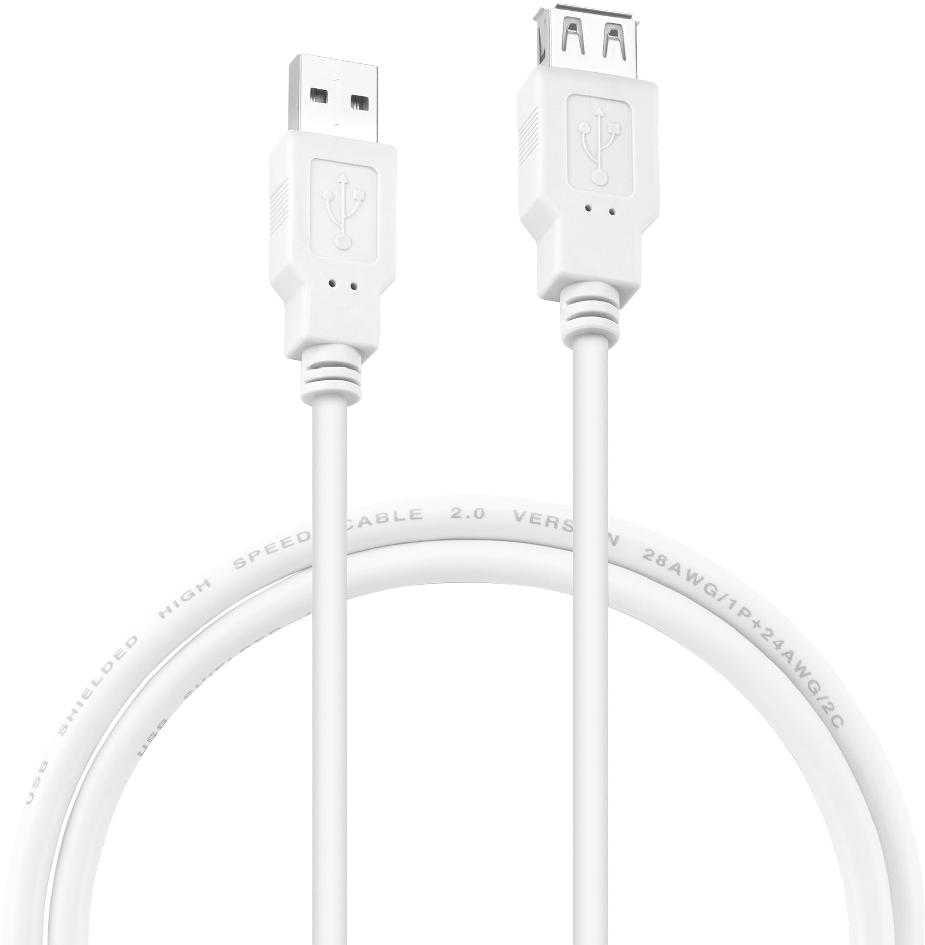 USB удлинитель BURO, USB Type A (M) -> USB Type A (F), USB 2.0, 0.75 м, цвет белый, USB2.0-AM-AF-0,75M