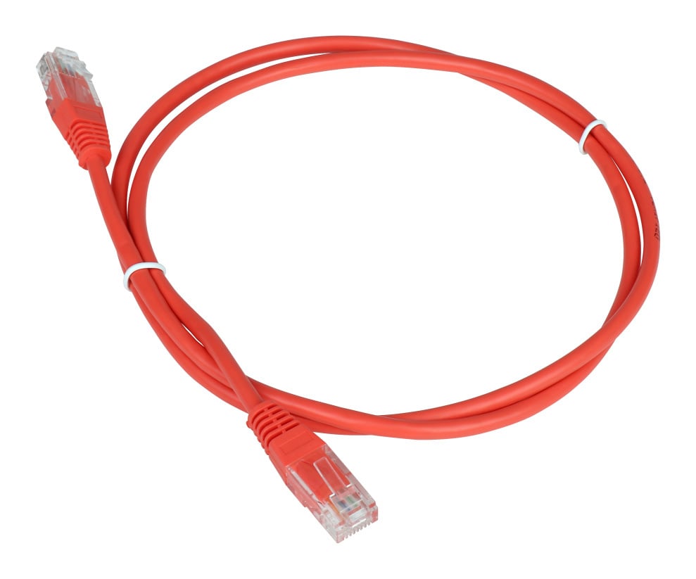 Патч-корд LANMASTER - TWT, UTP, кат. 5e, 2 x RJ-45, RJ-45 - RJ-45, ПВХ, Красный, 5 м, с заливными колпачками, TWT-45-45-5.0-RD