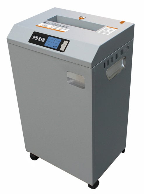 Шредер Office Kit S850 -  полоса 3,9 мм / 38 лист./ 85 литр./ кл.2/ 310 мм /скобы-скрепки-карты -CD /инд. перегрева.