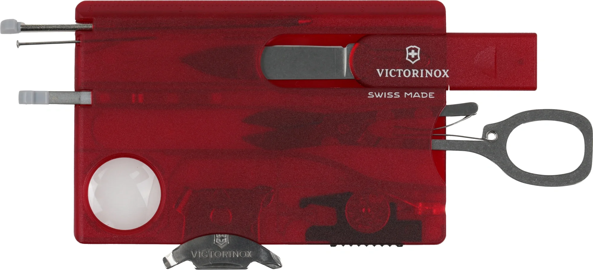 Швейцарская карта Victorinox SwissCard Lite (0.7300.T) красный полупрозрачный коробка подарочная