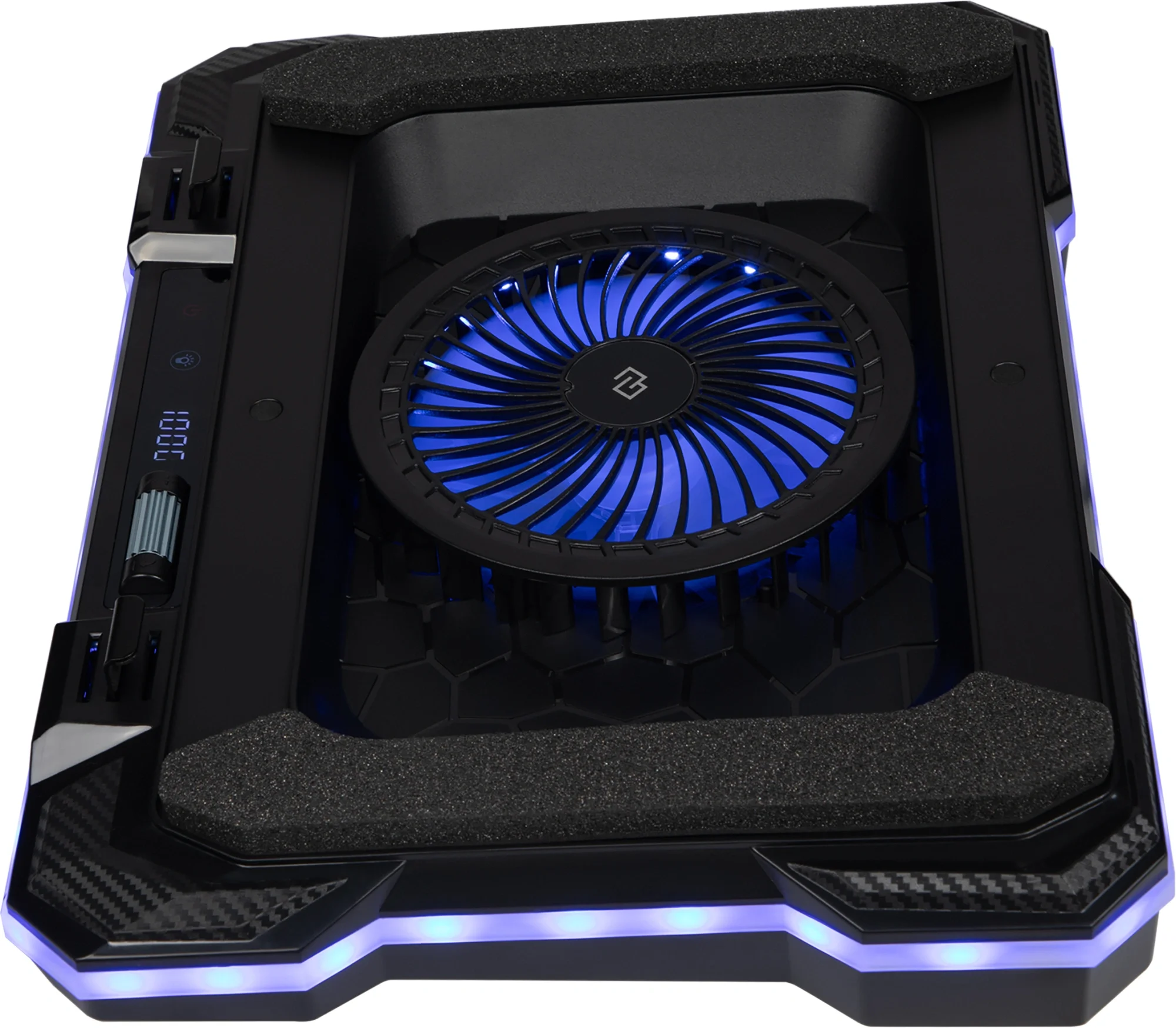 Подставка для ноутбука Digma D-NCP190-1x100RGb 19" 428x316x58мм 52дБ 2xUSB 1x 140ммFAN 1280г Fan-control металл/пластик черный