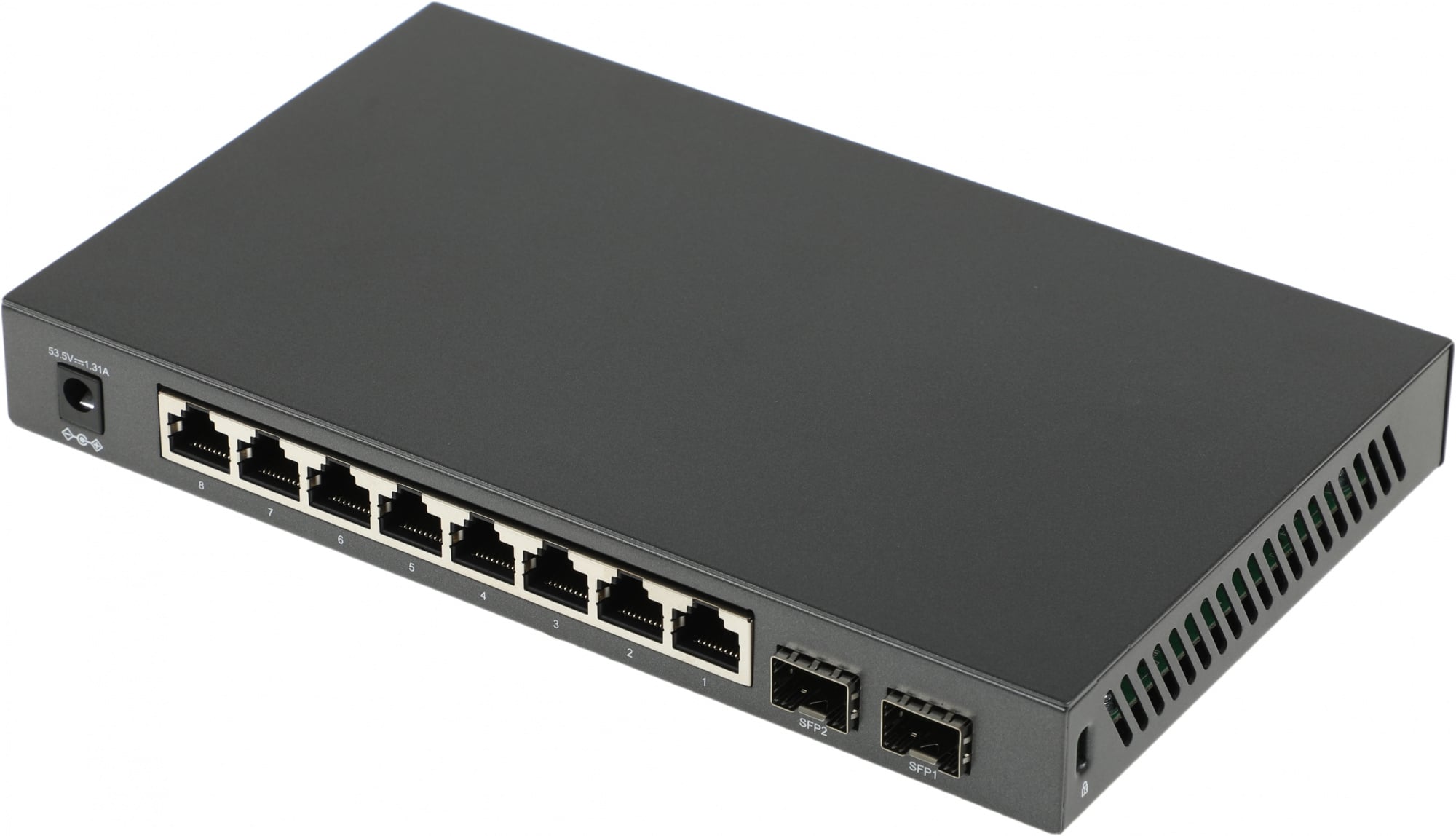 Коммутатор/ 8-port gigabit Smart PoE+ Switch with 2 SFP uplink ports,desktop mount, 8 802.3af/at compliant PoE+ ports, 2 SFP uplink ports, 58W PoE budget, L2 switch features