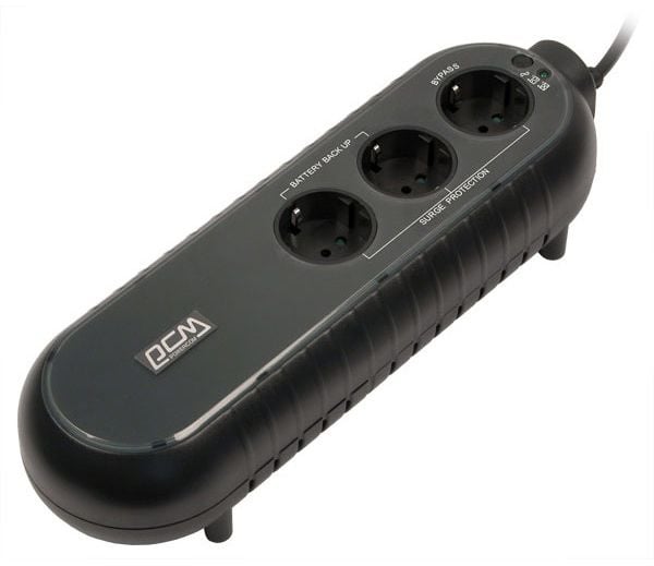 ИБП Powercom - WOW 500 ВА/250 Вт, OFF-Line, in (230V Сетевой шнур (Schuko)), 3xSchuko, Hot Swap User Replaceable Batteries, Tower, цвет чёрный, WOW-500U