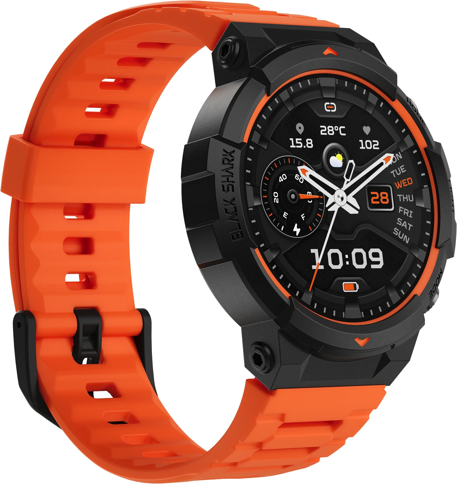 Смарт-часы Black Shark BS-W2402 (GS3 Sport) 1.43" AMOLED корп.черный рем.оранжевый разм.брасл.:140-220мм (6977541630604)