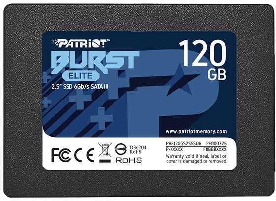 PBE120GS25SSDR - Твердотельный накопитель SSD 120 Gb SATA 6Gb/s Patriot Burst Elite PBE120GS25SSDR 2.5" 3D QLC все наши цены всегда включают НДС