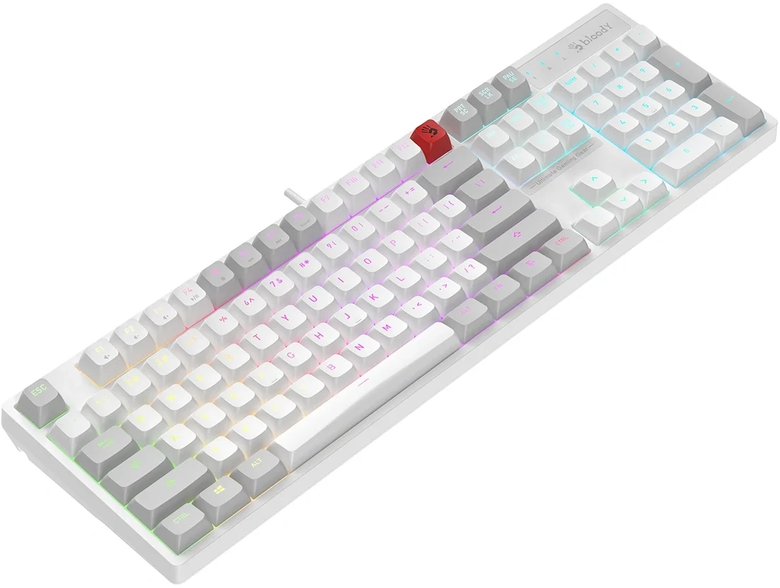 Клавиатура A4Tech Bloody B230N белый USB Multimedia for gamer LED (B230N) кабель 1.8м