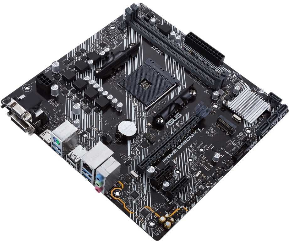 Материнская плата ASUS PRIME B450M-K II, Socket AM4, AMD B450, 2xDDR4, 4xSATA, 1xM.2, 1xPCIe 3.0 x16, 2xPCIe x1, 1xDVI-D, 1xHDMI, 1xVGA, 1x 1Gb LAN, 4xUSB-A 3.2 Gen 1, 2xUSB-A 2.0, 3x3.5 мм, 7.1, mATX