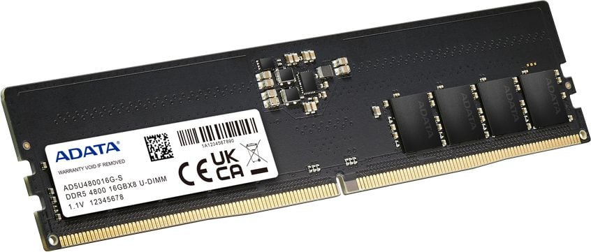 Модуль памяти ADATA 16GB DDR5 4800 DIMM AD5U480016G-S 16GB ADATA DDR5 4800 DIMM AD5U480016G-S Non-ECC, CL40, AD5U480016G-S 1.1V, 2048x8