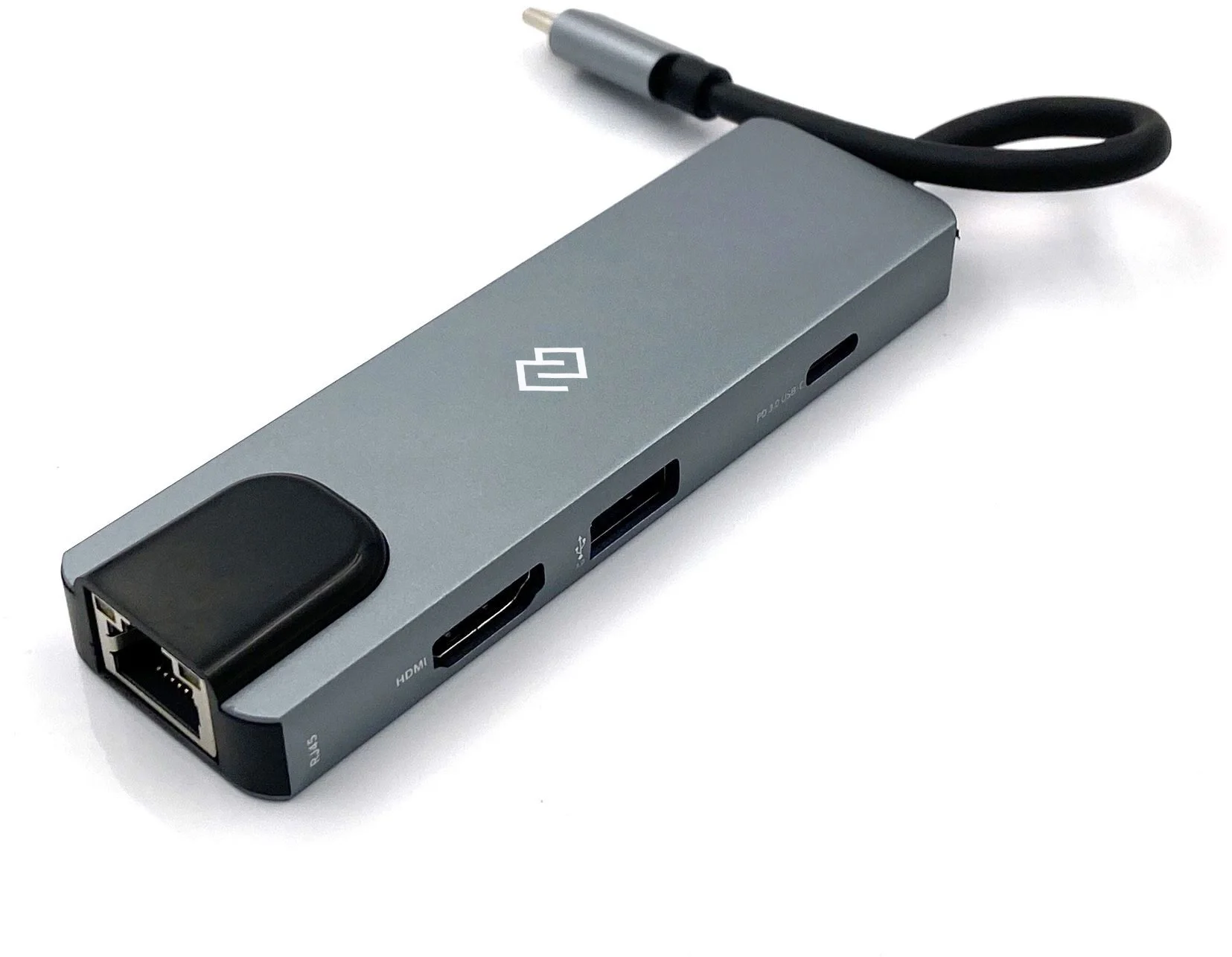 Док-станция Digma - DS-945, USB Type C, 1-HDMI, 1-RJ45, 1-USB3.0 Type A, PD 87 Вт, цвет серый, DS-945