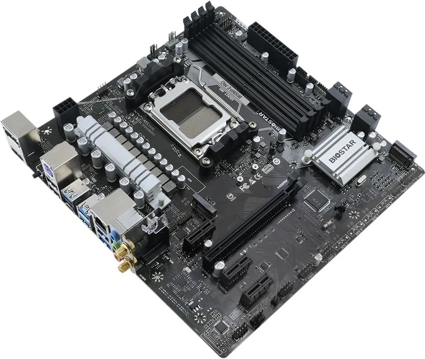 Материнская плата Biostar B650MP-E PRO, AM5, AMD B650, 4xDDR5, 4xSATA, 2xM.2, 1xPCIe 4.0 x16, 3xPCIe x1, DisplayPort, HDMI, 1x2.5Gb LAN, USB Type-C, 3x3.5 мм, 7.1, microATX