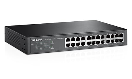 Коммутатор TP-LINK TL-SG1024D 24-портовый гигабитный настольный/монтируемый в стойку коммутатор, 24 порта RJ45 10/100/1000 Мбит/с, 1U 13-дюймовый стальной корпус {8} (020620)