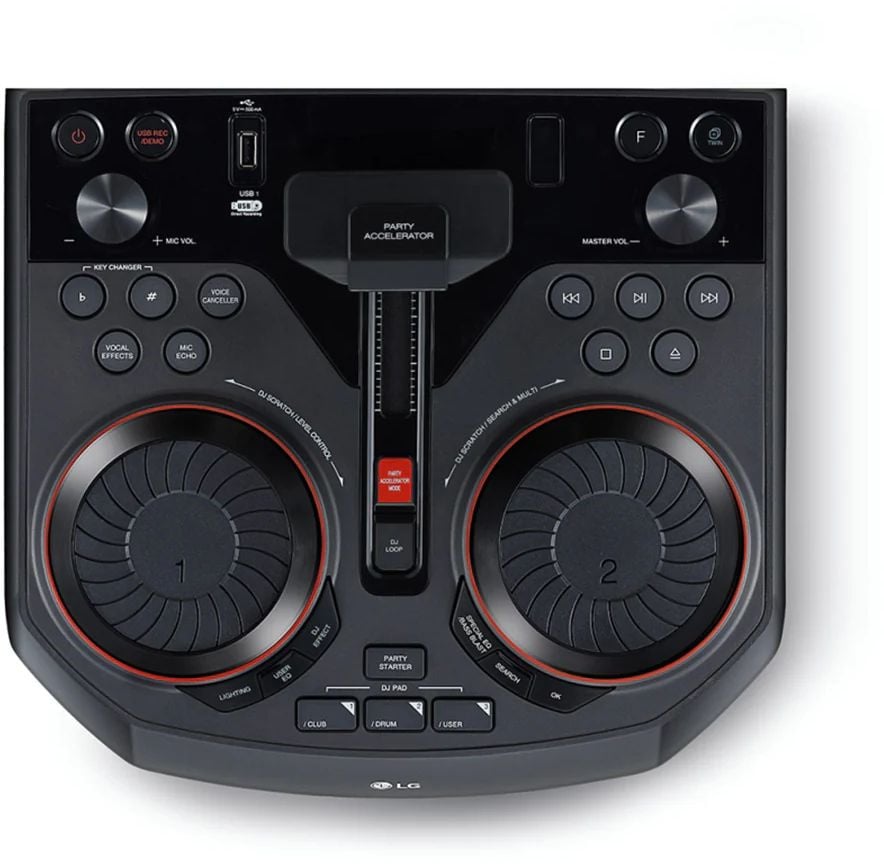 LG XBOOM <OL90DK> Hi-Fi система (DVD/CD, 1100W, USB, FM, Bluetooth,  пульт ДУ, караоке)