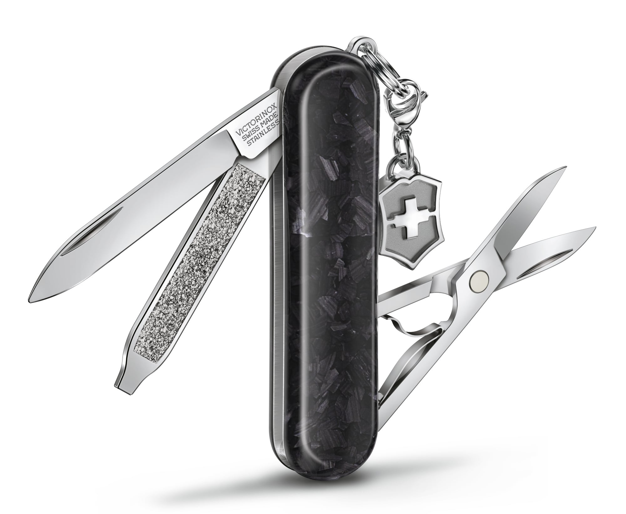 Нож перочинный Victorinox Classic Brilliant Carbon (0.6221.90)  58мм  5функц.  черный/серебристый подар.коробка