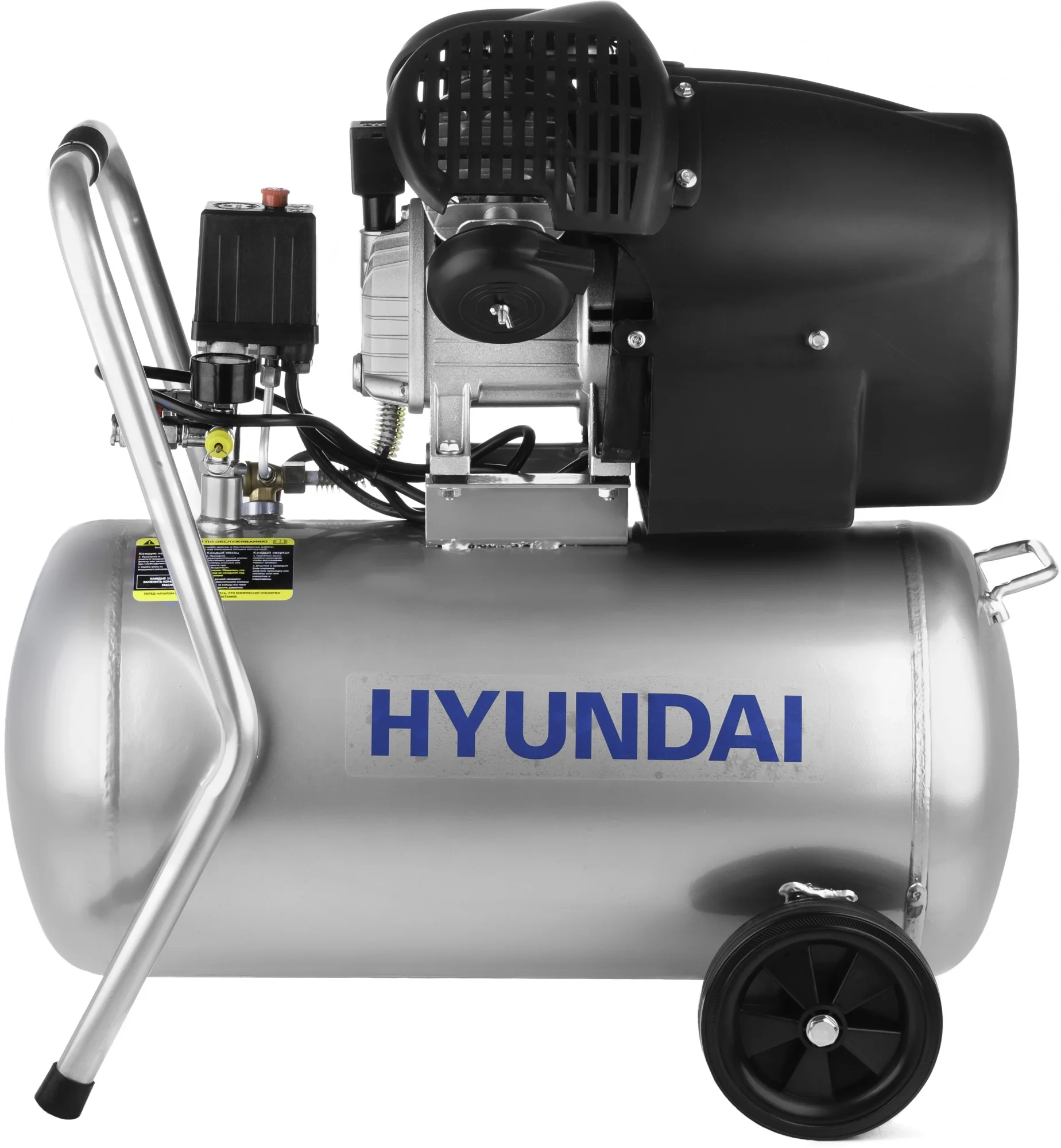HYUNDAI Компрессор поршневой HYC 40250LMS масляный 400л/мин 50л 2200Вт серебристый/черный