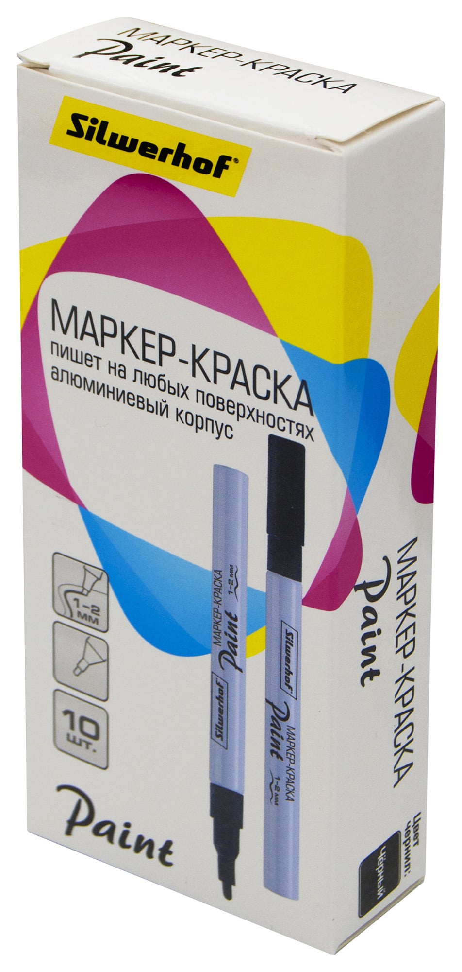 Маркер лаковый Silwerhof Paint пулевидный пиш. наконечник 1-2мм металический корпус черный