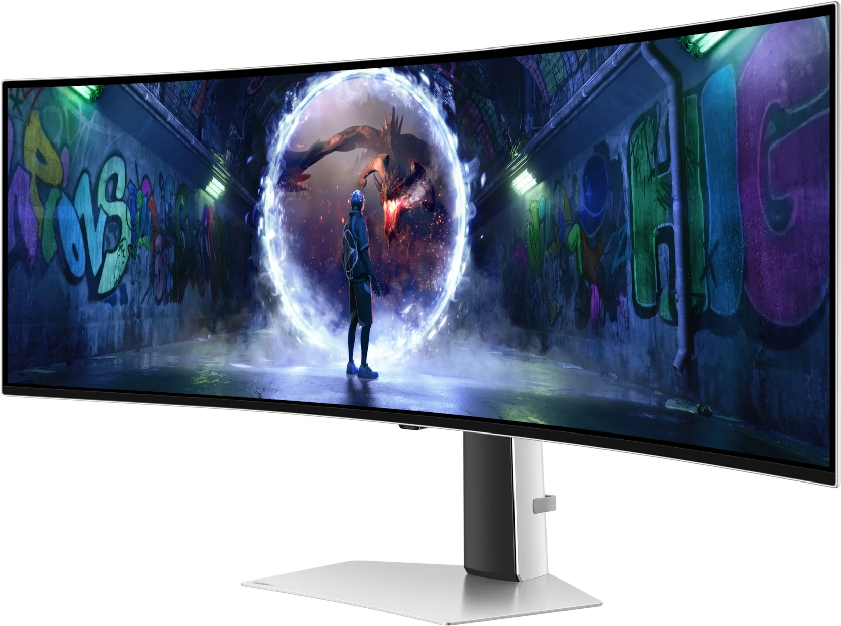 Монитор 49" Samsung Odyssey OLED G9 S49DG934SUXEN OLED 5120x1440, 240 Гц, 0.03 мс, 32:9, 250 кд/м², 2xHDMI 2.1, DP 1.4, 2xUSB-C, 3.5 Jack, HDR10+, FreeSync Premium Pro, изогнутый экран (1800R), серебристый