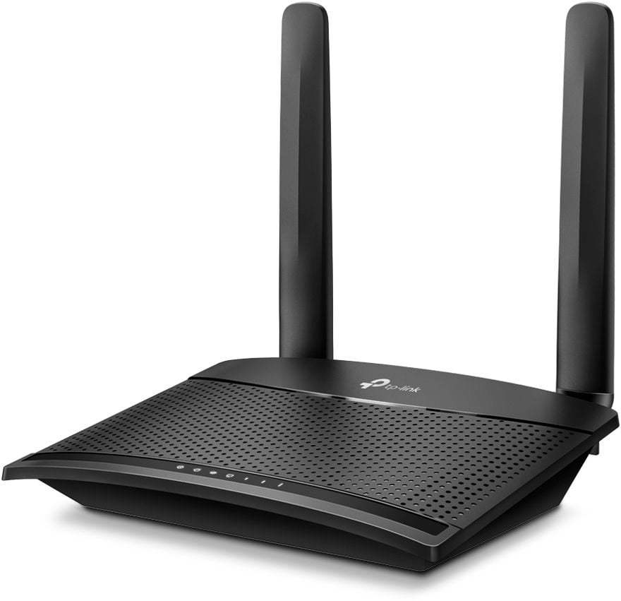 Беспроводной маршрутизатор TP-Link - TL-MR100, 2.4 ГГц, 300Мб/с, IEEE 802.11 b/g/n, 1x RJ-45, 10/100 Мб/с, WWAN 150Мб/с, 2 antennas, 4G (SIM-slot), Чёрный, TL-MR100