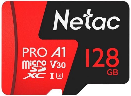 Карта памяти Netac - P500 Extreme Pro, microSDXC, read speed 100Mb/s, UHS-I Class 3, A1, Class 10, 128GB, NT02P500PRO-128G-S