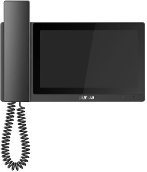 DAHUA DH-VTH5421E-H Монитор видеодомофона IP 7-и дюймовый, с трубкой, черный, ёмкостной сенсорный экран, поддержка micro-SD до 32Гб, питание DC 12В/PoE
