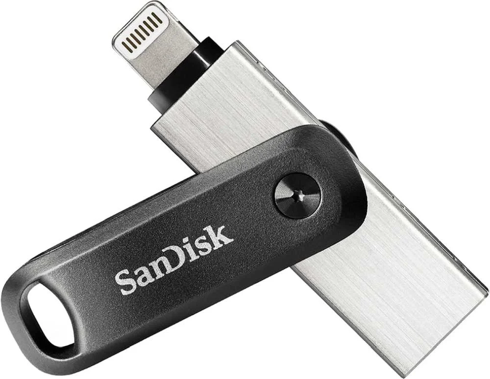USB накопитель SanDisk - iXpand Go, USB Type A / Lightning (USB 3.2 Gen 1), 64 ГБ, OTG Lightning, цвет серебристый, SDIX60N-064G-GN6NN